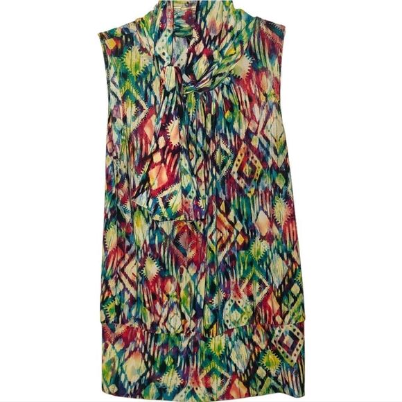 Jason Maxwell Tie Neck Watercolor Blouse - Picture 3 of 13